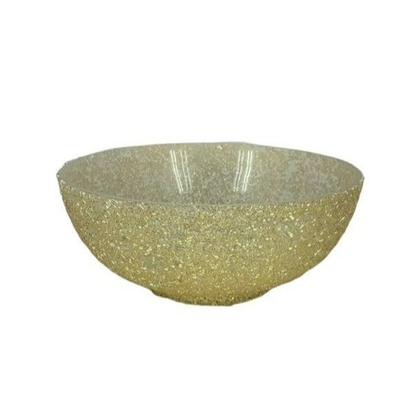 India Beaded Gold Rounded‎ Glass Bowl Home Decoration - Picture 1 of 5